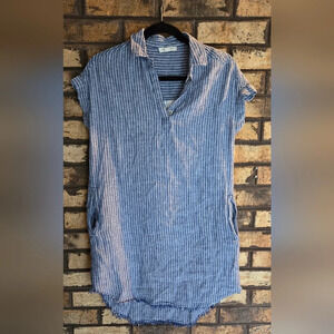 BeachLunchLounge striped linen & cotton tshirt dress